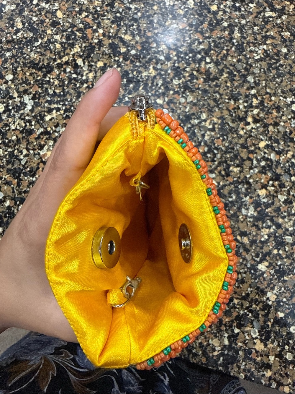 Beaded Citrus Motif Clutch - White with Yellow, Orange, Pink, Green - Picture 2 of 3